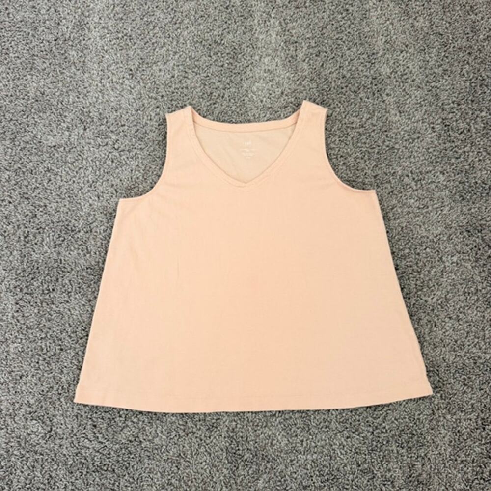 J. Jill Pima Rounded V-Neck Tank 100% Pima Cotton Soft Peach Women's XL Petite